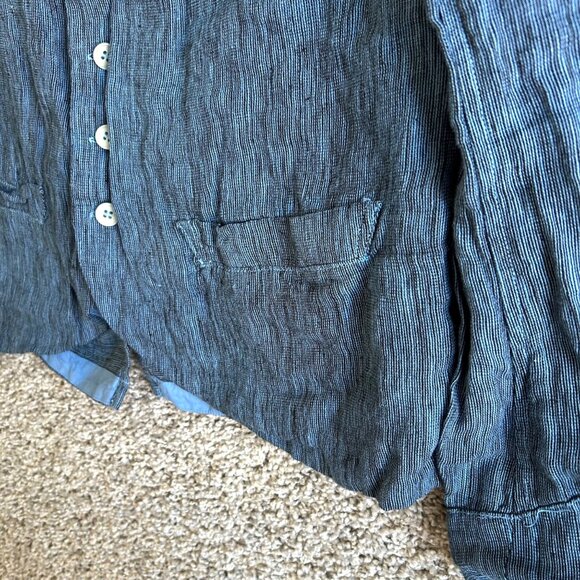 CP Shades Women's Sz Extra Small Blue 100% Linen Button-Up Jacket - Picture 3 of 9